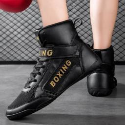 Sapatos de luta alta para homens, tênis de treino masculino, tênis de boxe profissional, tamanho grande, branco e preto - Image 2
