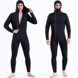 Fato de mergulho de neoprene com zíper frontal de 5 mm e capuz, traje de mergulho frio e quente - Image 1