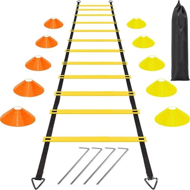 Treinamento Dinâmico ao Ar Livre com Escada Ágil Prop: Futebol, Basquete, Equilíbrio, Corda e Obstáculos para Crianças - 42cm