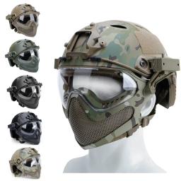 Capacete de airsoft com máscara de proteção totalmente coberta, capacete tático de paintball, cs wargame, combate, caça, capacetes esportivos - Image 1