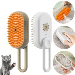 Cão e gato vapor escova spray massagem, Pet Grooming pente, produto da remoção do cabelo, 3 em 1 - Image 1
