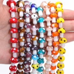Contas de vidro coloridas para fazer jóias, bonito Lampwork, Mushroom Shape, pérolas soltas para DIY Craft, Handmade Finding Acessórios, 20PCs - Image 1