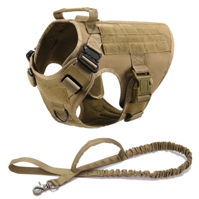 Conjunto Tático de Arnês e Trela Militar para Cães Grandes - Ideal para Pastor Alemão e Malinois