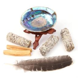 Aromaterapia ardente energia incenso conjunto, Varas de incenso, Bastão de sálvia branca, Abalone Shell, Bastão de varinha para espiritual - Image 1