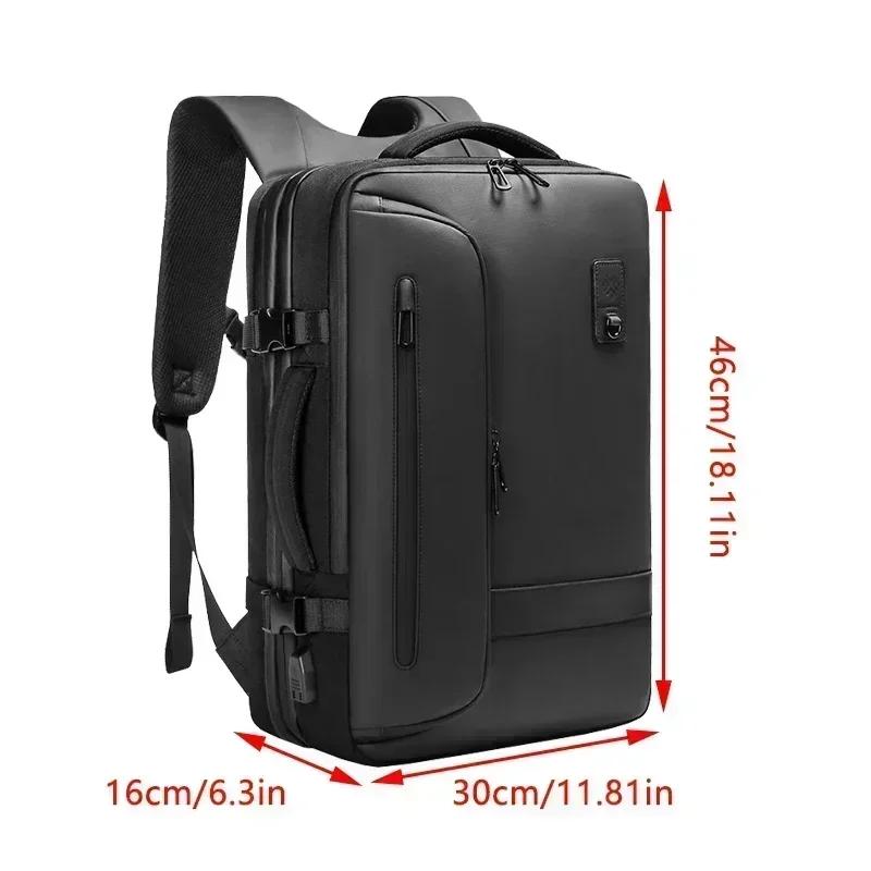Mochila airbag expansível de grande capacidade para homens, armazenamento a vácuo, mochilas de viagem, 15.6 espaços, à prova d'água, usb, laptop, bolsa de negócios - Image 1
