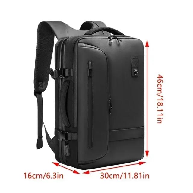 Mochila Expansível a Vácuo com Airbag para Homens Grande Capacidade, Impermeável, USB, Compartimento para Notebook 15.6