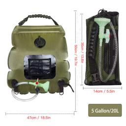 Saco solar portátil do chuveiro para acampar, chuveiro do acampamento, viajar ao ar livre, 20L - Image 6