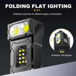 Lanterna multifuncional COB com ângulo ajustável, tocha LED portátil, chaveiro luz, camping magnético, lâmpada de advertência, ao ar livre, novo - Image 5