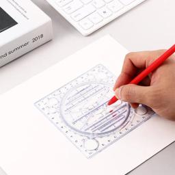 Régua de desenho multifuncional para escola, modelo de medição, desenho geométrico, ângulo e círculo Maker, Springhall - Image 3