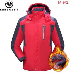 9xl novo inverno dos homens outwear velo quente removível com capuz jaqueta masculina ao ar livre esqui blusão à prova dwaterproof água casaco casual masculino - Image 4