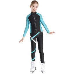 Jaqueta e calças de patinação no gelo para meninas, figura leve de strass, trajes artísticos de ginástica para crianças - Image 2