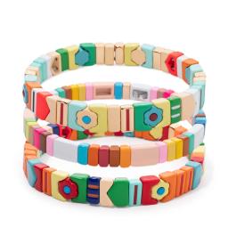 Pulseiras esmaltadas para mulheres, novo design, formas múltiplas, amuleto floral, pulseira de elásticos, joias artesanais, 2023 - Image 1