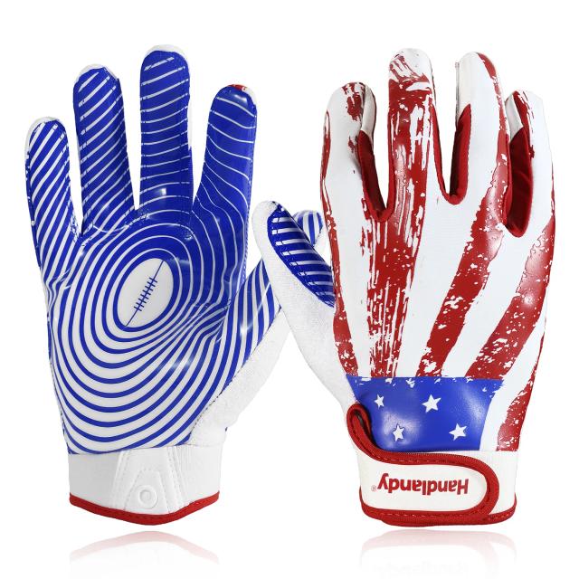Luvas de Futebol Americano Handlandy para Juventude - Nova Chegada com Estampa de Bandeira