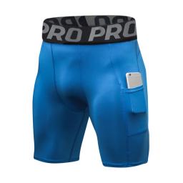 Shorts de compressão masculino, roupa íntima anti-atrito, camada base, secagem rápida, shorts de corrida com bolsos para treino e atividades de ginástica - Image 3