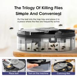 Automatic Fly Armadilhas e Pest Catcher, Controle USB, Flytrap removível, Indoor Insect Reject, Silencioso, Casa, Cozinha - Image 3