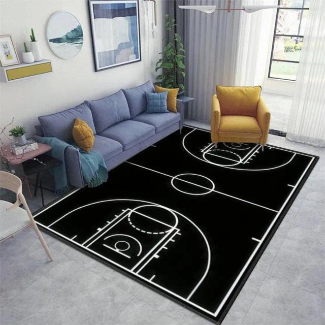 Tapete Antiderrapante para Área Externa e Interna com Estampa de Quadra de Basquete - Ideal para Entrada e Sala de Estar