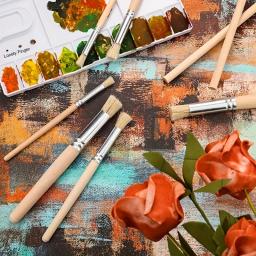 Conjunto de pincéis de estêncil para pintura, 6pcs, cerdas, cabo de madeira, tinta, perfeito para estudantes, diy, artesanato - Image 5