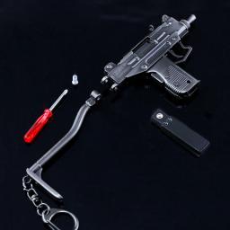 Liga Miniatura UZI Modelo Submetralhadora, Pistola Chaveiro, Artesanato Pingente, Falso Arma Arma, Crianças Presentes, Alta Qualidade, 15cm - Image 4
