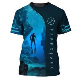 Camiseta de mergulho estampada masculina e feminina, camiseta de manga curta de verão, roupas do clube de mergulho - Image 2