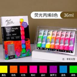 Conjunto de tinta acrílica metálica fluorescente, estudante de alta modelagem, pintura DIY criativa, pintura de parede, arte design, 8 cores, 18ml - Image 2