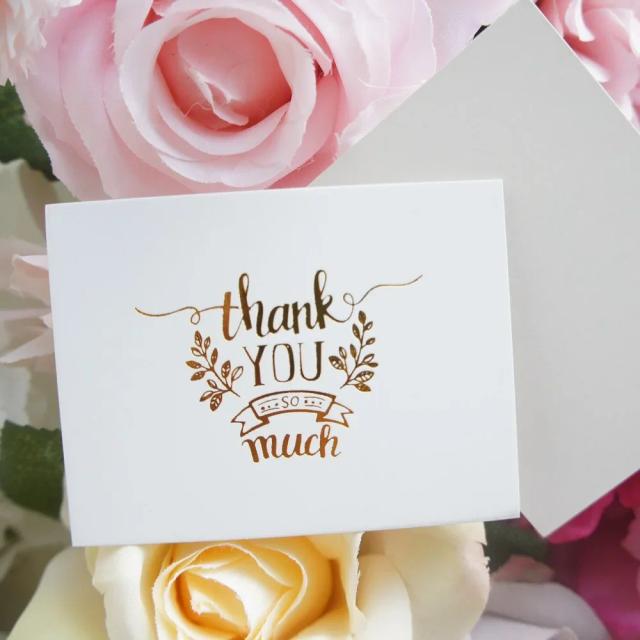 Mini cartão de agradecimento em ouro, 50 peças versáteis para scrapbooking, convites de festa e decoração DIY