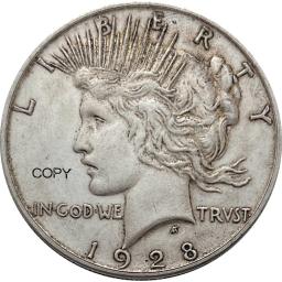 One Peace Dollar Silver Plated America Copy Moeda Comemorativa, Estados Unidos, Ww2, Liberty, Moneda Moedas Colecionáveis, EUA 1928, 1 - Image 5