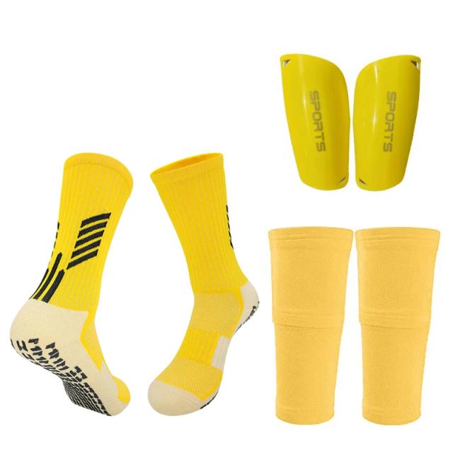 Conjunto Completo de Caneleiras de Futebol com Capa de Bolso, Manga de Panturrilha e Meias Antiderrapantes para Adultos e Crianças