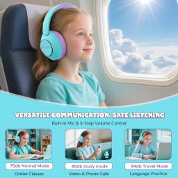 Nova1pro cancelamento de ruído ativo bluetooth5.4 fones de ouvido para crianças presente 40h playtime volume seguro 75/85/94db para ipad/tablet - Image 5