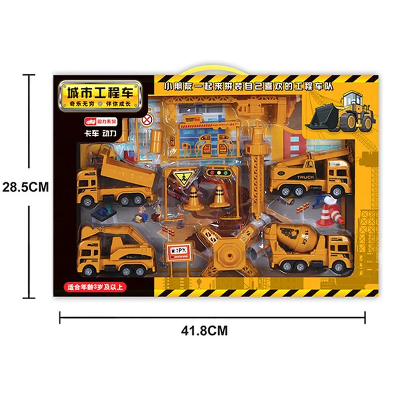Veículos de engenharia brinquedos plástico construção escavadeira trator despejo caminhão de bombeiros bulldozer modelos crianças meninos mini presentes - Image 1