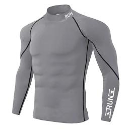 Correndo compressão t camisa de treinamento de ginásio dos homens camisas de secagem rápida camisetas de fitness musculação topos masculino esportes wear - Image 6