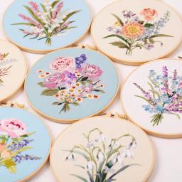 Flor bordado Starter Kit para iniciantes, DIY Cross Stitch Set, Planta Impresso Costura Arte, Artesanato Pintura, Needle Art, Home Decor - Image 6