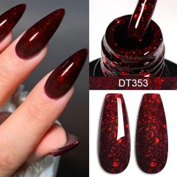 MEET ACROSS 7ml Série Vermelha Gel Unha Polonês Glitter Vermelho Inverno Verniz Da Arte Do Prego Semi Permanente Soak Off Gel UV Para Unhas - Image 2