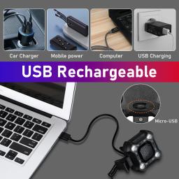 Camluxy 140db faróis de buzina de bicicleta ipx6 à prova d'água 4 leds lâmpada de ciclismo buzina elétrica carregamento usb campainha de alarme de segurança - Image 4