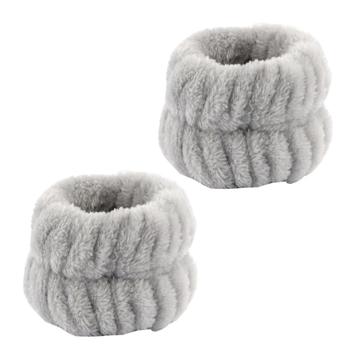 Lavagem de rosto headbands para mulheres coral velo manguito impermeável absorvente pulseiras cabeça banda acessórios para o cabelo conjunto - Image 1