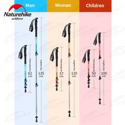 Naturehike-Ultraleve Trekking Pole para Crianças e Adultos, Liga de Alumínio, 3 Seção Walking Stick, Quick Lock, Camping, Caminhadas, 195g - Image 3
