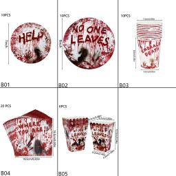 Louça descartável do horror, placas de papel ensanguentado, copos de guardanapos, decoração da festa do feliz halloween - Image 6