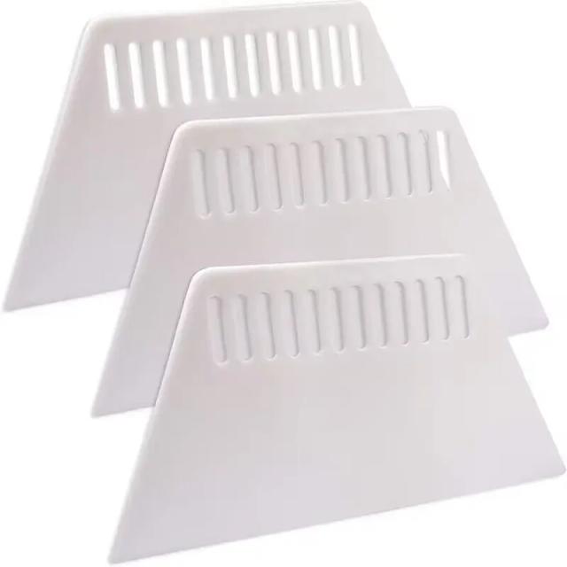 Kit de Raspadores de Plástico Trapezoidal para Decoração de Painéis - Ferramentas Manuais para Construção (3 Peças)