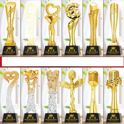 Troféu De Resina Banhado A Ouro, Cristal Inferior, Criatividade Personalizada, Enviar Amigos Prêmios, Lembrança De Dança, Competição, Decoração De Casa, 1Pc - Image 4