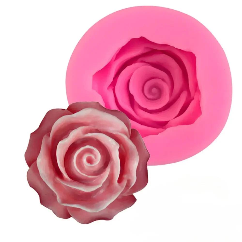 1pc flor flor rosa forma silicone diy 3d bolo molde fondant sabão cupcake doces chocolate geléia decoração ferramenta de cozimento moldes - Image 1