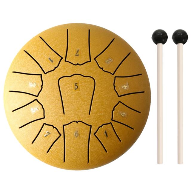 Mini Handpan Tongue Drum em Aço para Meditação e Yoga - Instrumento de Percussão com 6, 3 e 11 Notas para Sound Healing com Finger Picks