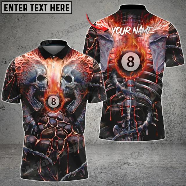 Camisa Polo Masculina Personalizada com Estampa 3D de Bilhar - Casual Unisex, Pintura Colorida para o Verão, Modelo WK169