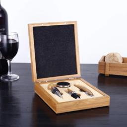 Conjunto De Ferramentas De Vinho Premium, Abridor De Garrafas Automático, Saca-rolhas, Bambu, Conjuntos De Presentes De Negócios, Acessórios Para Vinho, 4Pcs - Image 1