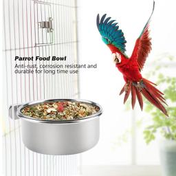 Alimentador De Gaiola De Pássaro De Aço Inoxidável, Comida e Água Alimentando Bowl, Acessório Periquito - Image 1