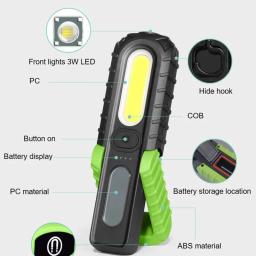 Lanterna LED portátil alta brilhante, COB Car Repair, luz magnética, caminhadas ao ar livre, camping, iluminação de emergência, lâmpada de trabalho com gancho - Image 4