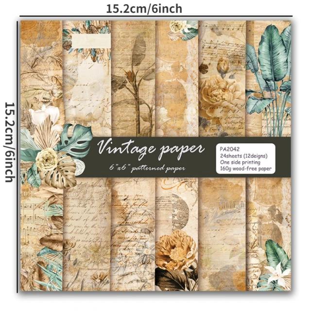 Almofadas de Papel para Artesanato Vintage: 24 Folhas para Corte, Matriz, Origami e Scrapbooking