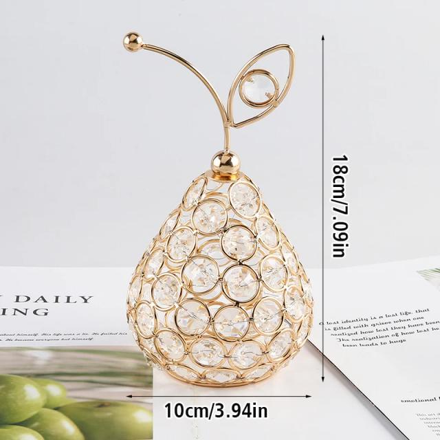Ornamento de Cristal 3D em Forma de Pêra com Strass Brilhante - Ideal para Decoração de Mesa, Fotografia e Presentes de Casamento