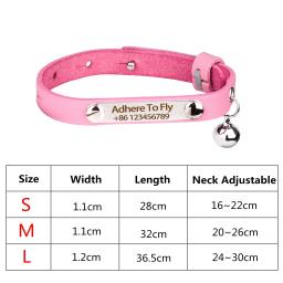 Colar de gato de couro ajustável diy personalizado suprimentos de gato esculpido colar de gato pequeno s/m/l pet collar acessórios de gato colar - Image 2