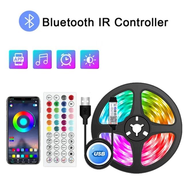 Fita LED Bluetooth RGB 5050 com Sincronização de Música e Iluminação Fria, Ideal para Sala de Estar - Disponível em 1 a 30 metros