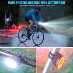 Luz de bicicleta recarregável com lanterna LED, Lâmpada de bicicleta, Iluminação frontal e traseira, Acessórios Mountain Bike - Image 2