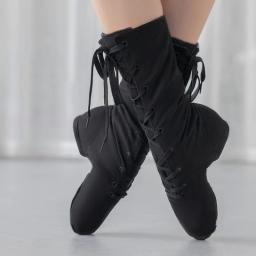 Tênis de dança esportiva para homens e mulheres, sapatos de dança jazz, botas de lona, botas curtas, meninas e meninos, 1 par por lote - Image 2